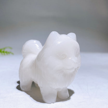 2.2" Naturla Crystal Pomeranian Dog Carving Crystal Healing Bulk Wholesale