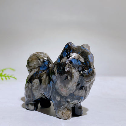 2.2" Naturla Crystal Pomeranian Dog Carving Wholesale