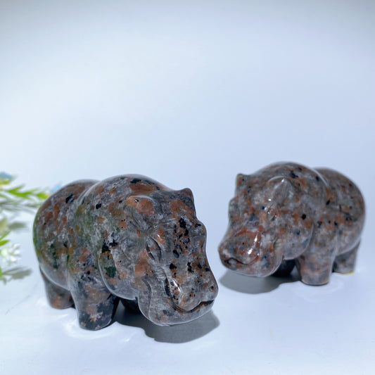 3.0" UV Reactive Yooperlite Hippo Carvings Bulk Wholesale