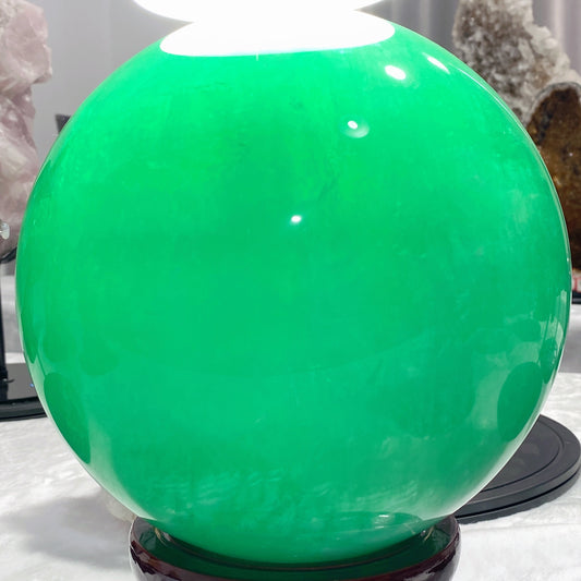 Large Unique Blue Green Fluorite Sphere with Stand