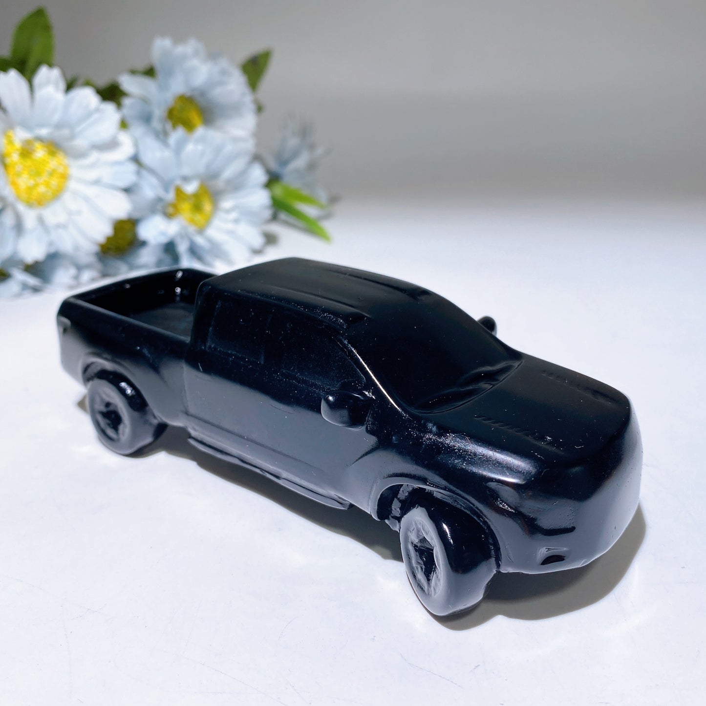 5.4" Black Obsidian Pickup Truck Carving Crystal Healing Bulk Wholesale