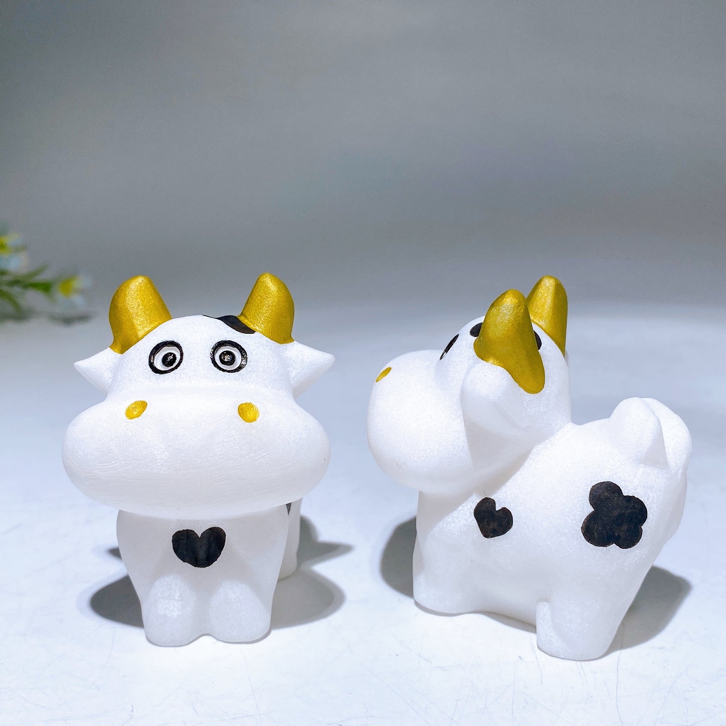 2.4" White Jade Cow Carving Crystal Healing Bulk Wholesale