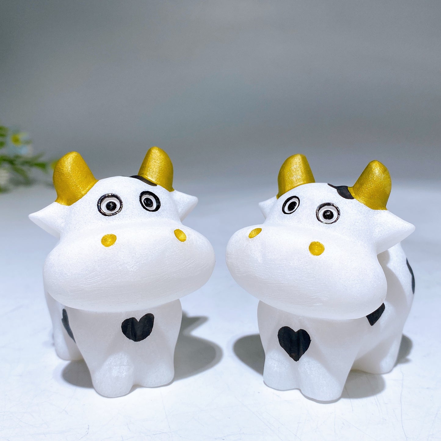 2.4" White Jade Cow Carving Crystal Healing Bulk Wholesale