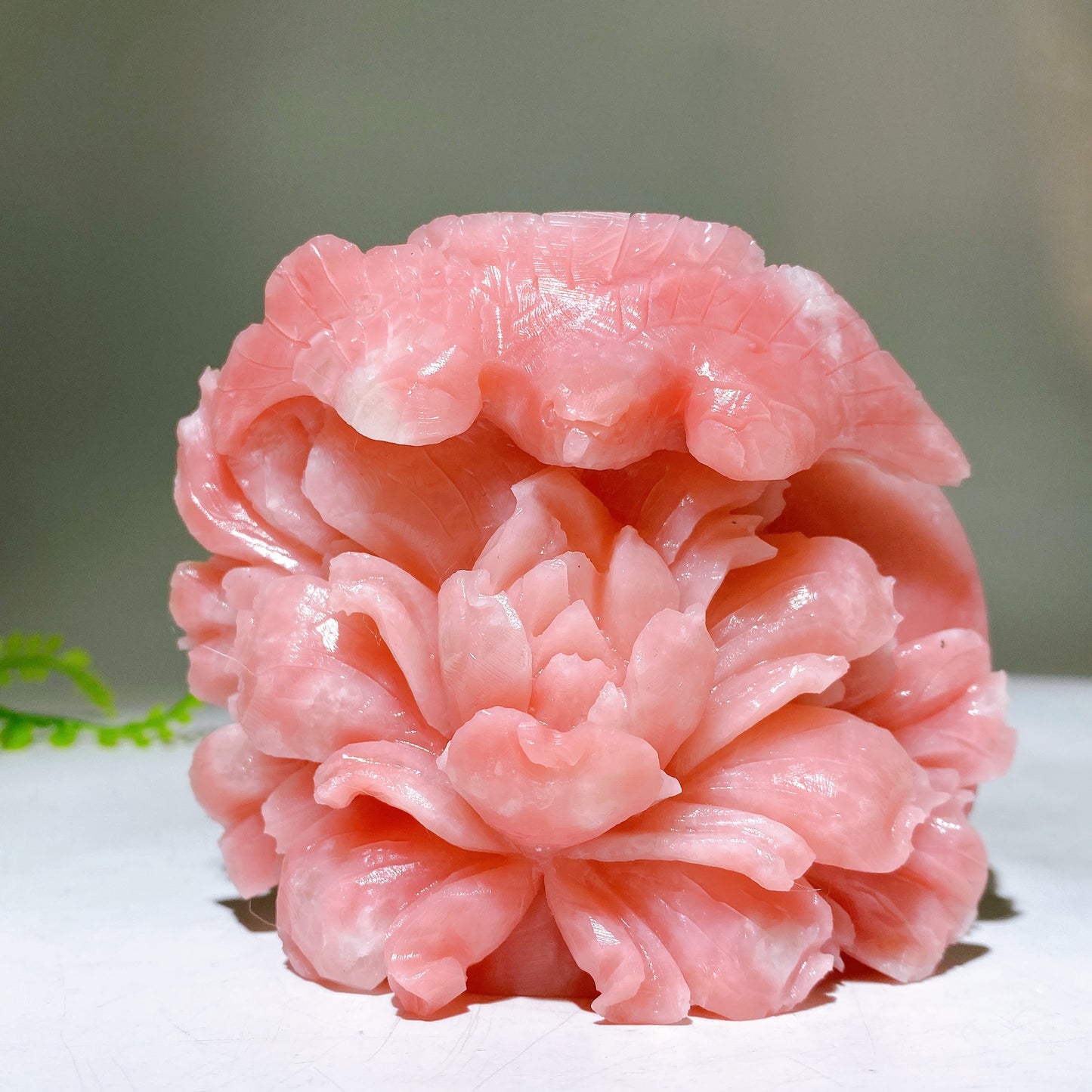3.6" Unique Hand Carved Natural Pink Opal Bird Peony Free Form Crystal Healing Bulk Wholesale