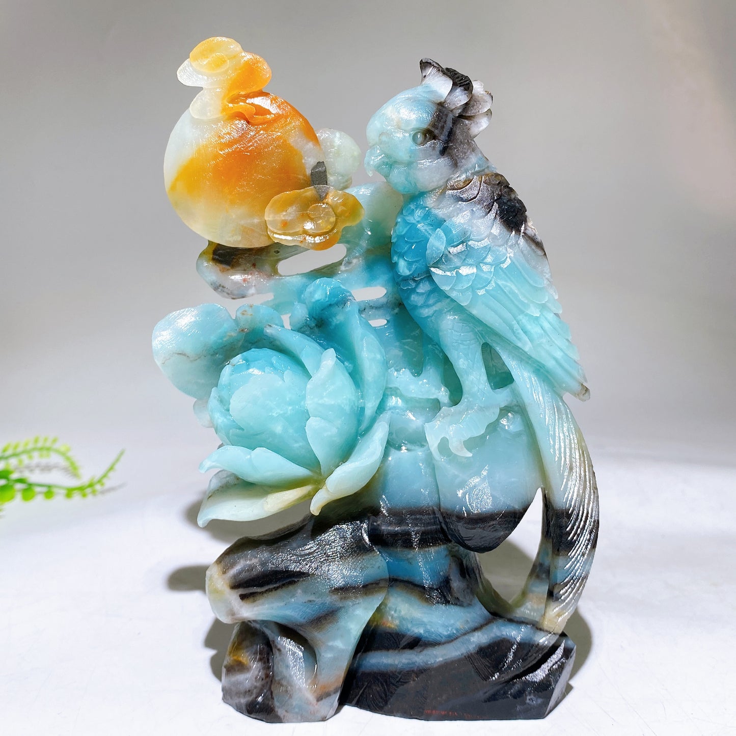 Hand Carved Unique Natural Caribbean Calcite Parrot Peony Cloud Free Form Crystal Healing Bulk Wholesale
