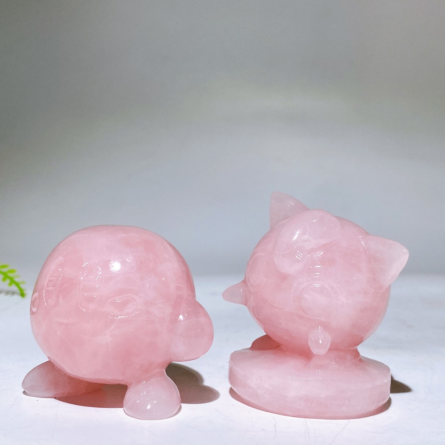 1.7"-1.9" Rose Quartz Kirby Jigglypuff Carving Crystal Healing Bulk Wholesale