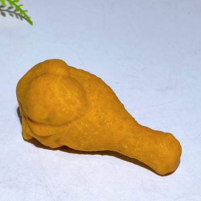 Natural Yellow Jade Shell Stone Chicken Leg Carving Crystal Healing Bulk Wholesale
