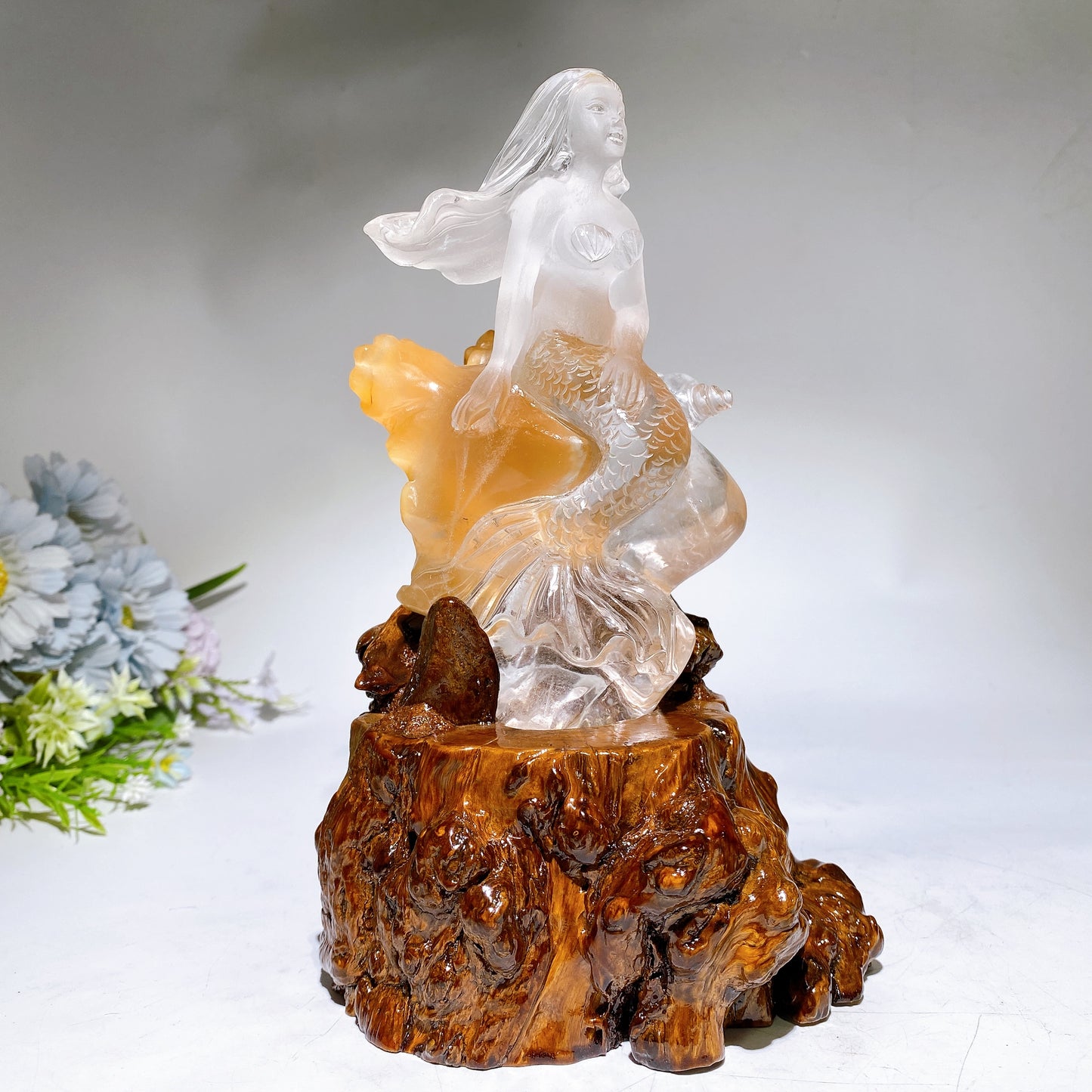 Unique Clear Quartz Mermaid Carving Crystal Healing Bulk Wholesale