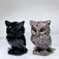 3.1" Natural Black Obsidian Yooperlite Owl Carving Crystal Healing Bulk Wholesale