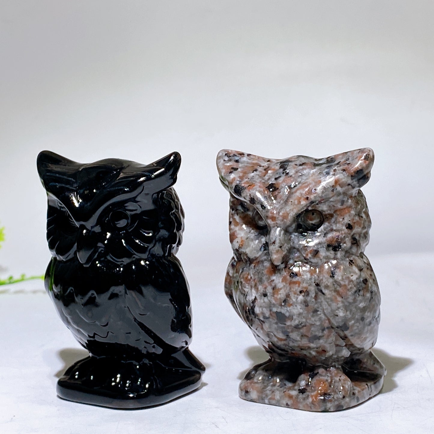 3.1" Natural Black Obsidian Yooperlite Owl Carving Crystal Healing Bulk Wholesale