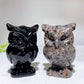 3.1" Natural Black Obsidian Yooperlite Owl Carving Crystal Healing Bulk Wholesale