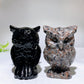 3.1" Natural Black Obsidian Yooperlite Owl Carving Crystal Healing Bulk Wholesale