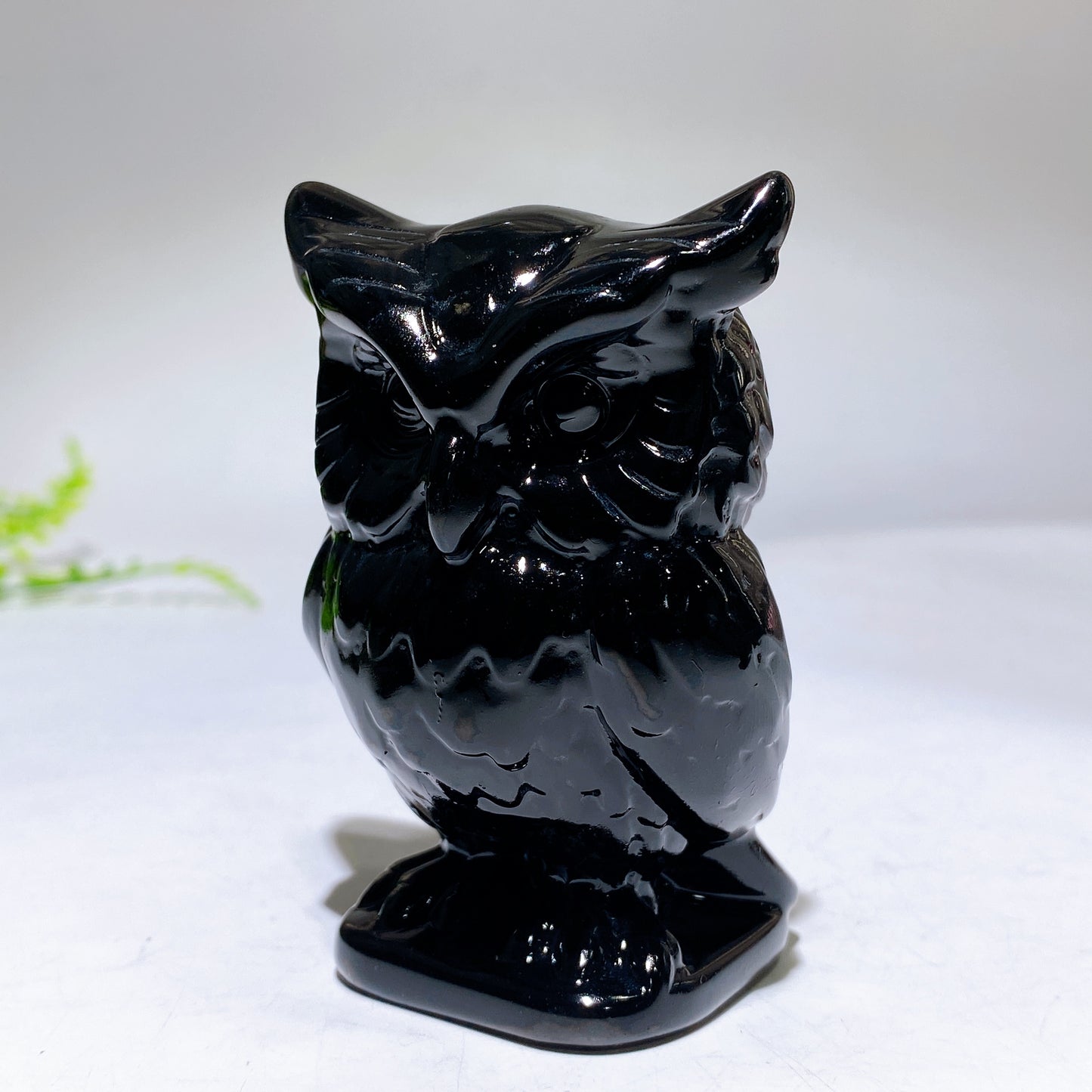 3.1" Natural Black Obsidian Yooperlite Owl Carving Crystal Healing Bulk Wholesale