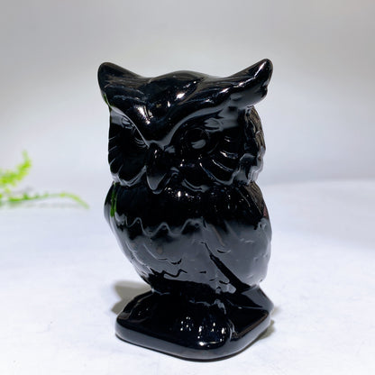 3.1" Natural Black Obsidian Yooperlite Owl Carving Crystal Healing Bulk Wholesale