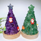 17.5cm Crystal Chips Christmas Tree Shape Lamp with Wooden Base Crystal Healing Bulk Wholesale