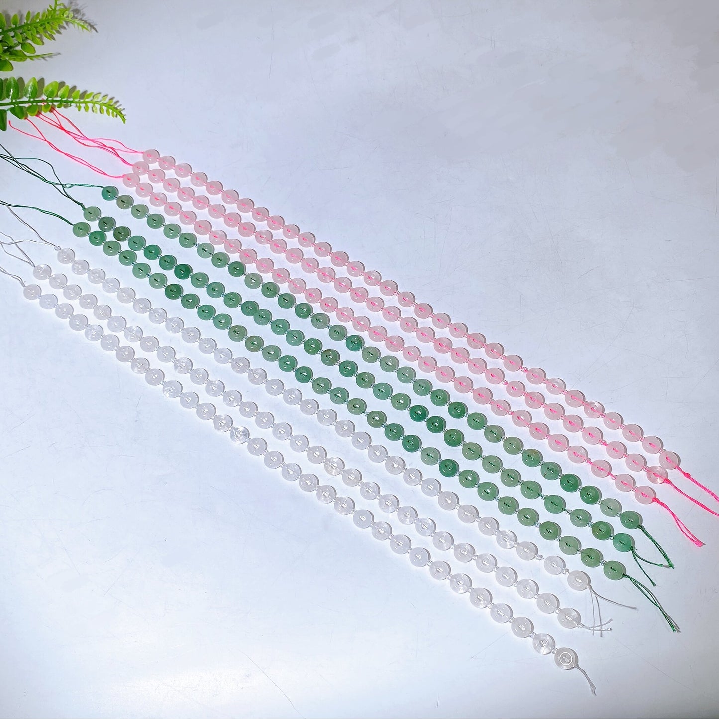 38cm Natural Crystal Drilled Donut Shape String Crystal Healing Bulk Wholesale