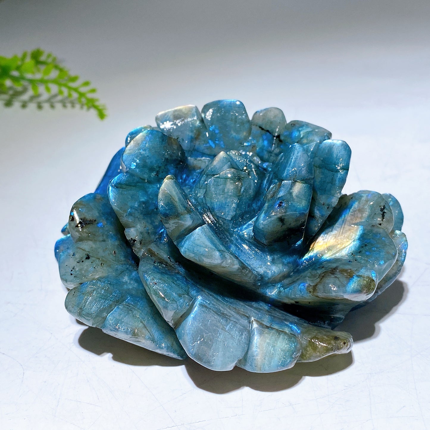 Hand Carved Unique Natural Labradorite Flowewr Carving with Flash Crystal Healing Bulk Wholesale