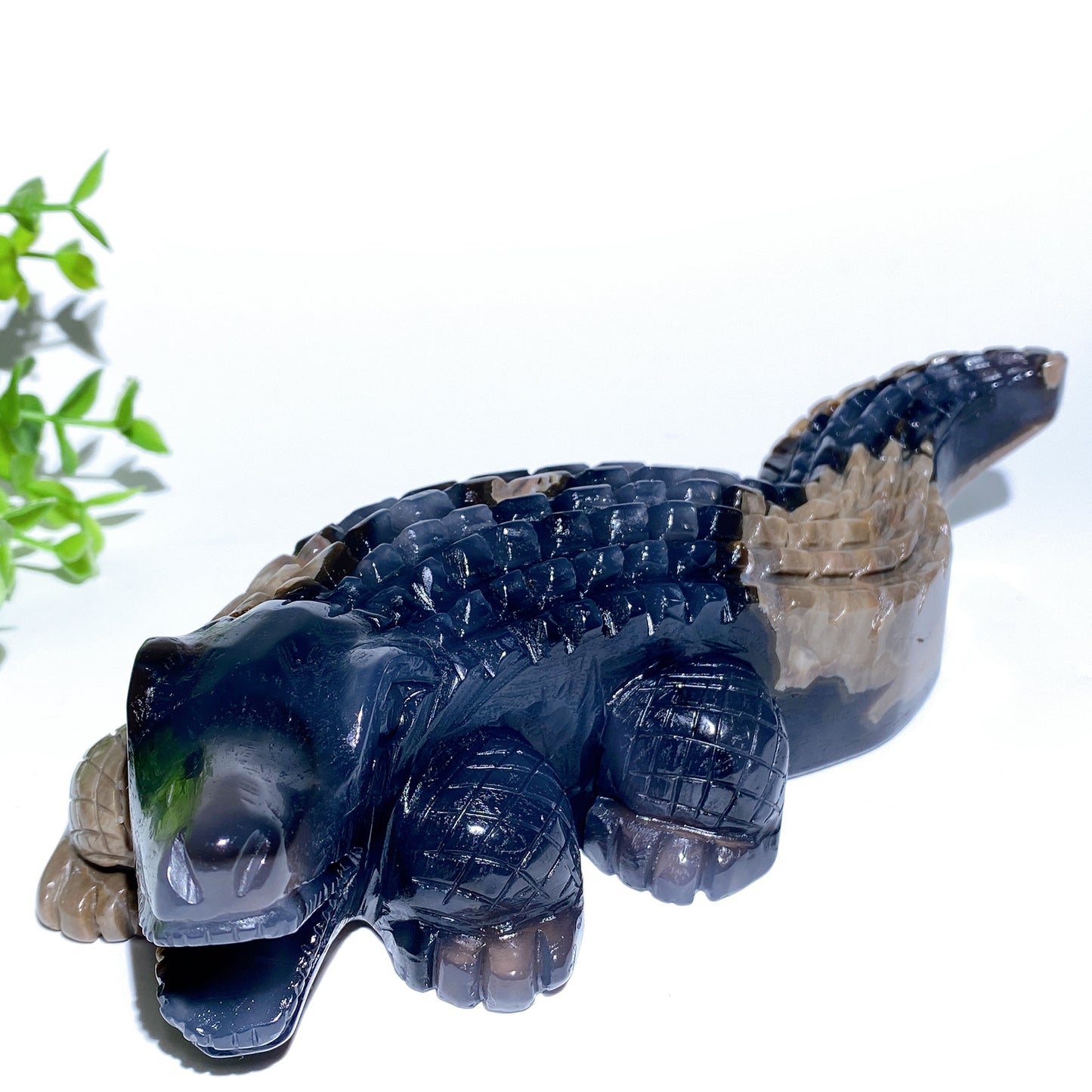 20cm UV Reactive Volcanic Agate Crocodile Carvings Bulk Wholesale