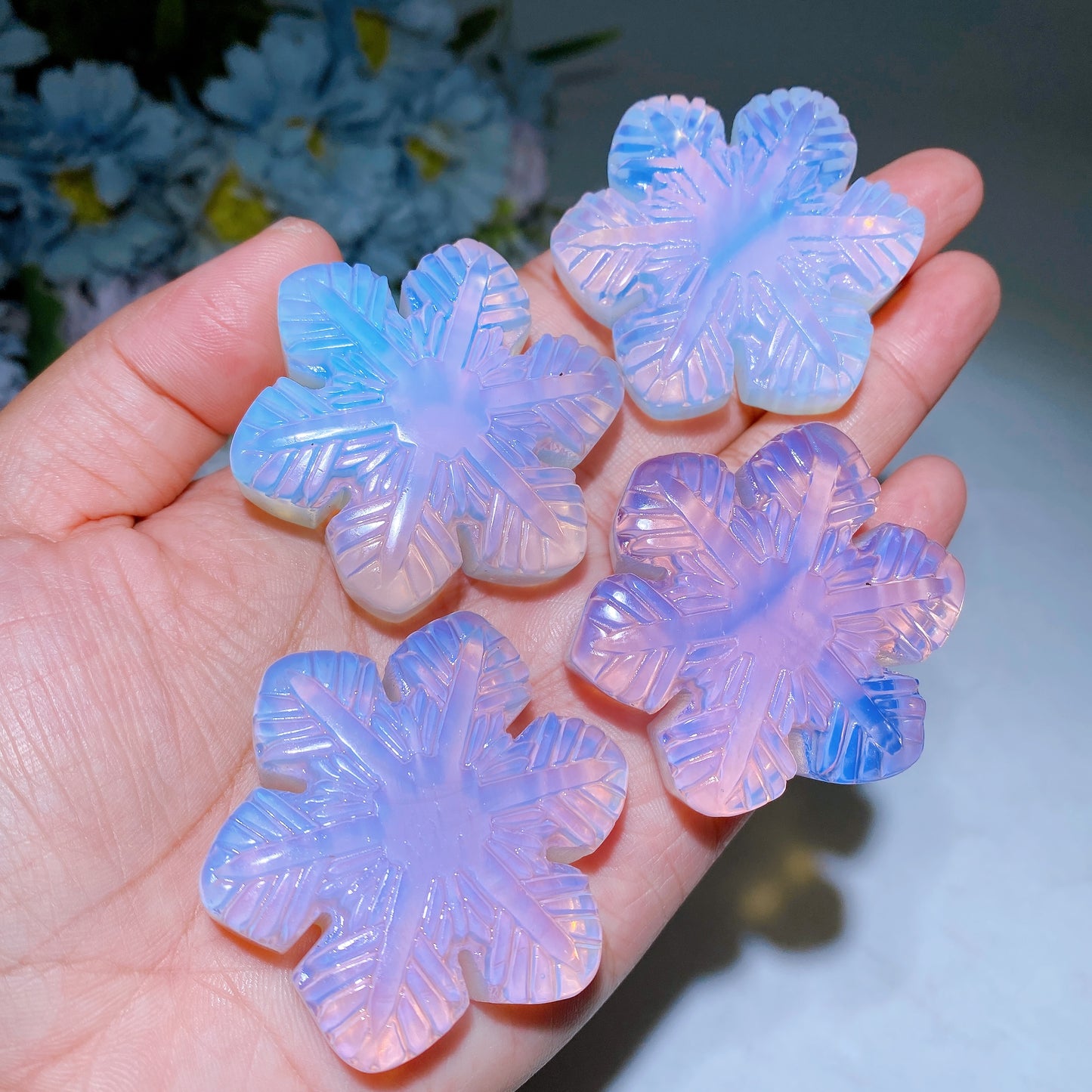 1.9" Opalite Snowflake Carving Crystal Healing Bulk Wholesale