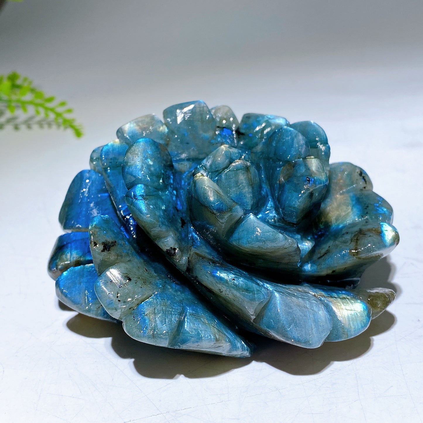 Hand Carved Unique Natural Labradorite Flowewr Carving with Flash Crystal Healing Bulk Wholesale