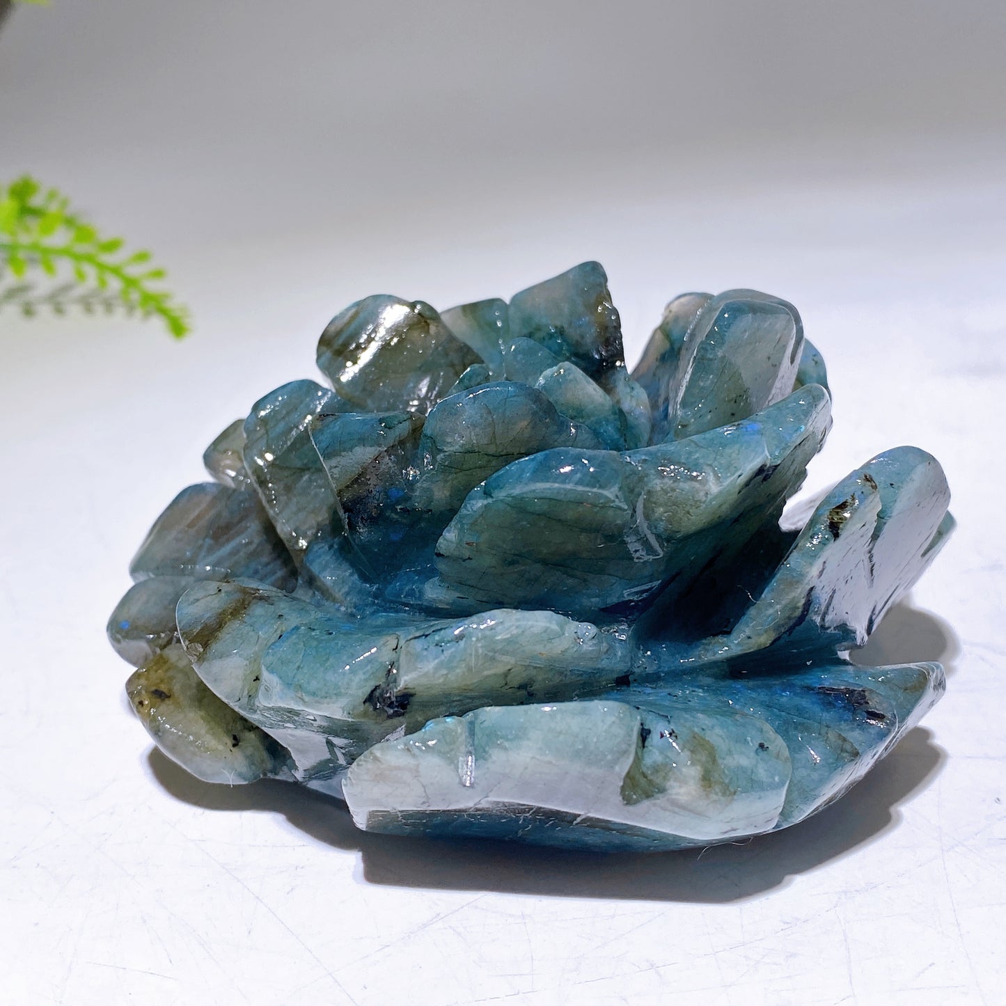 Hand Carved Unique Natural Labradorite Flowewr Carving with Flash Crystal Healing Bulk Wholesale