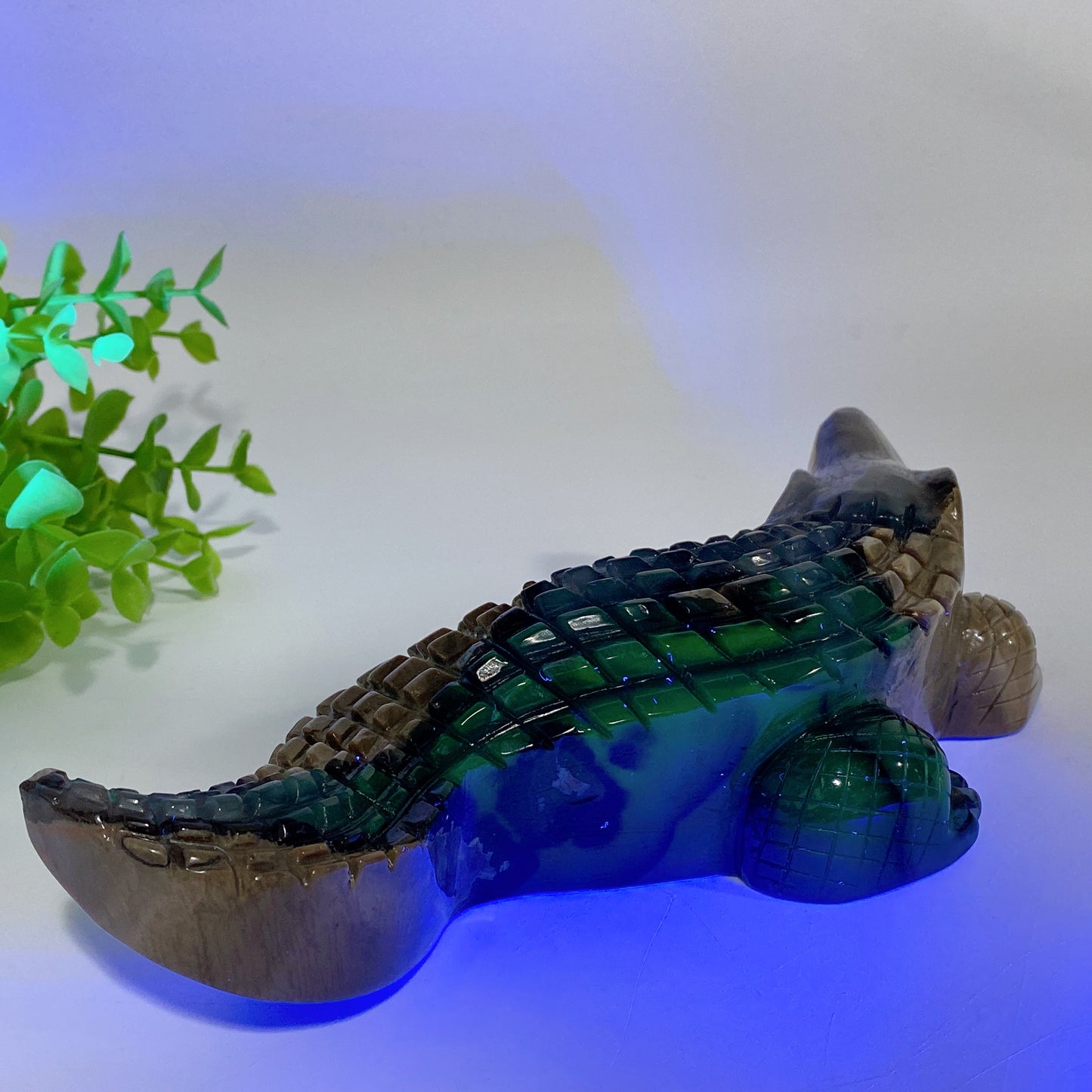 20cm UV Reactive Volcanic Agate Crocodile Carvings Bulk Wholesale