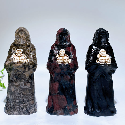 1.4" 3.6" Crystal No-Head Ghost Holding Skull Carving Crystal Healing Bulk Wholesale