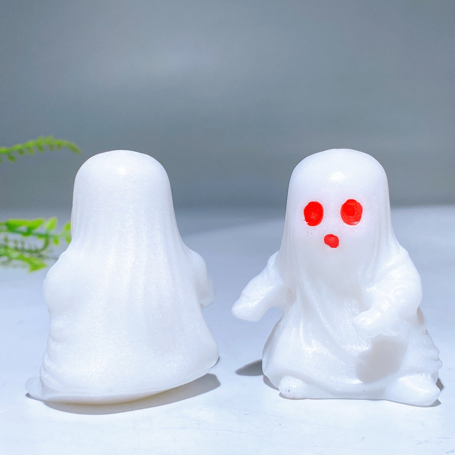 2.3" White Jade Ghost Carving with Skateboard for Halloween Crystal Healing Bulk Wholesale