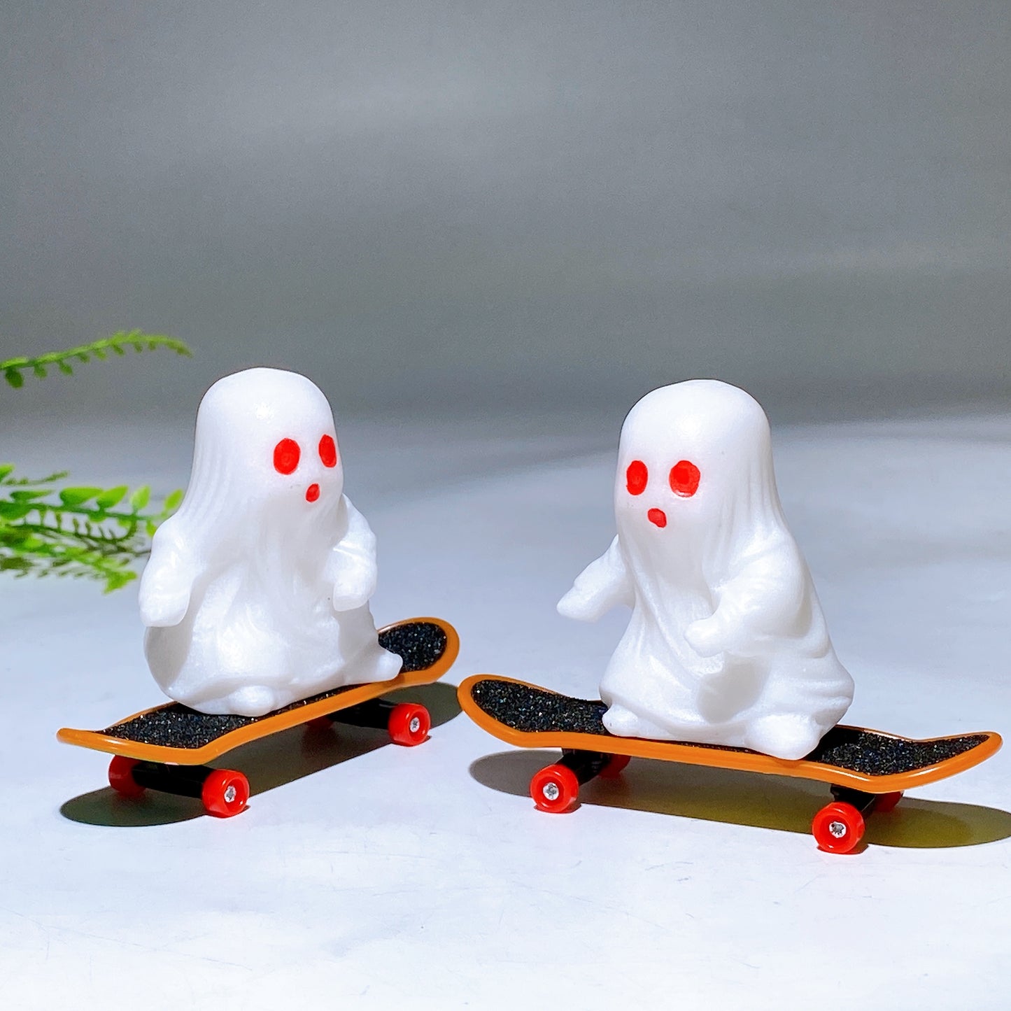 2.3" White Jade Ghost Carving with Skateboard for Halloween Crystal Healing Bulk Wholesale