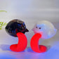 2.3" Black Obsidian White Jade Ghost Carving for Halloween Crystal Healing Bulk Wholesale
