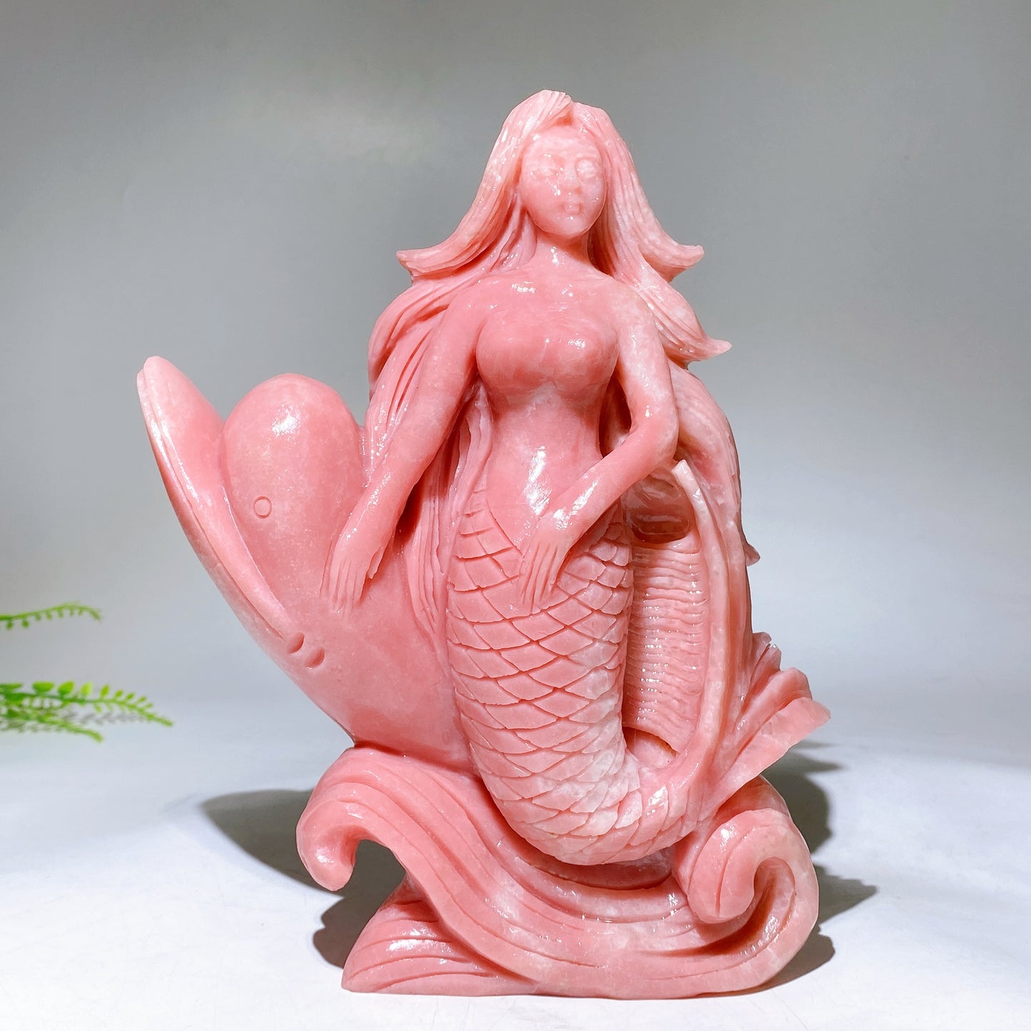 Unique Hand Carved Natural Pink Opal Mermaid Dolphin Coral Wave Free Form Crystal Healing Bulk Wholesale