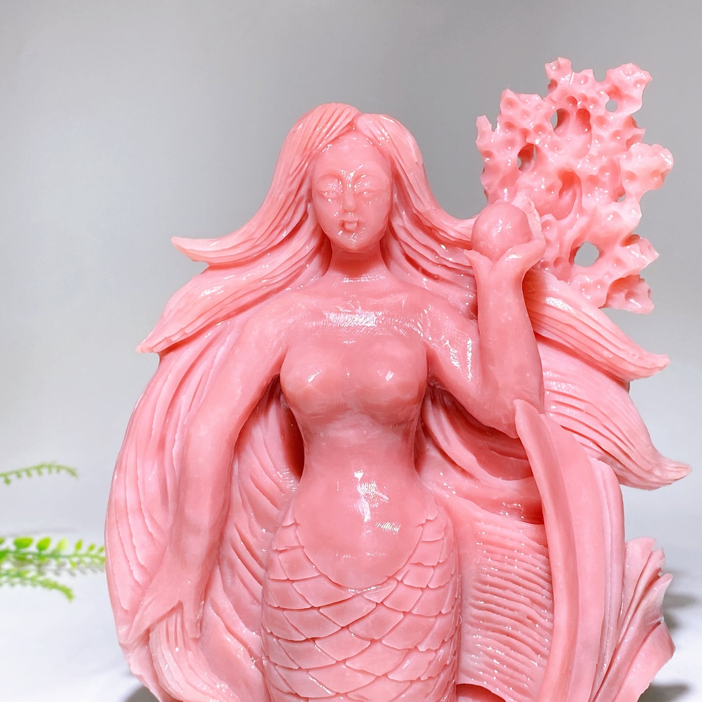 Unique Hand Carved Natural Pink Opal Mermaid Dolphin Coral Wave Free Form Crystal Healing Bulk Wholesale