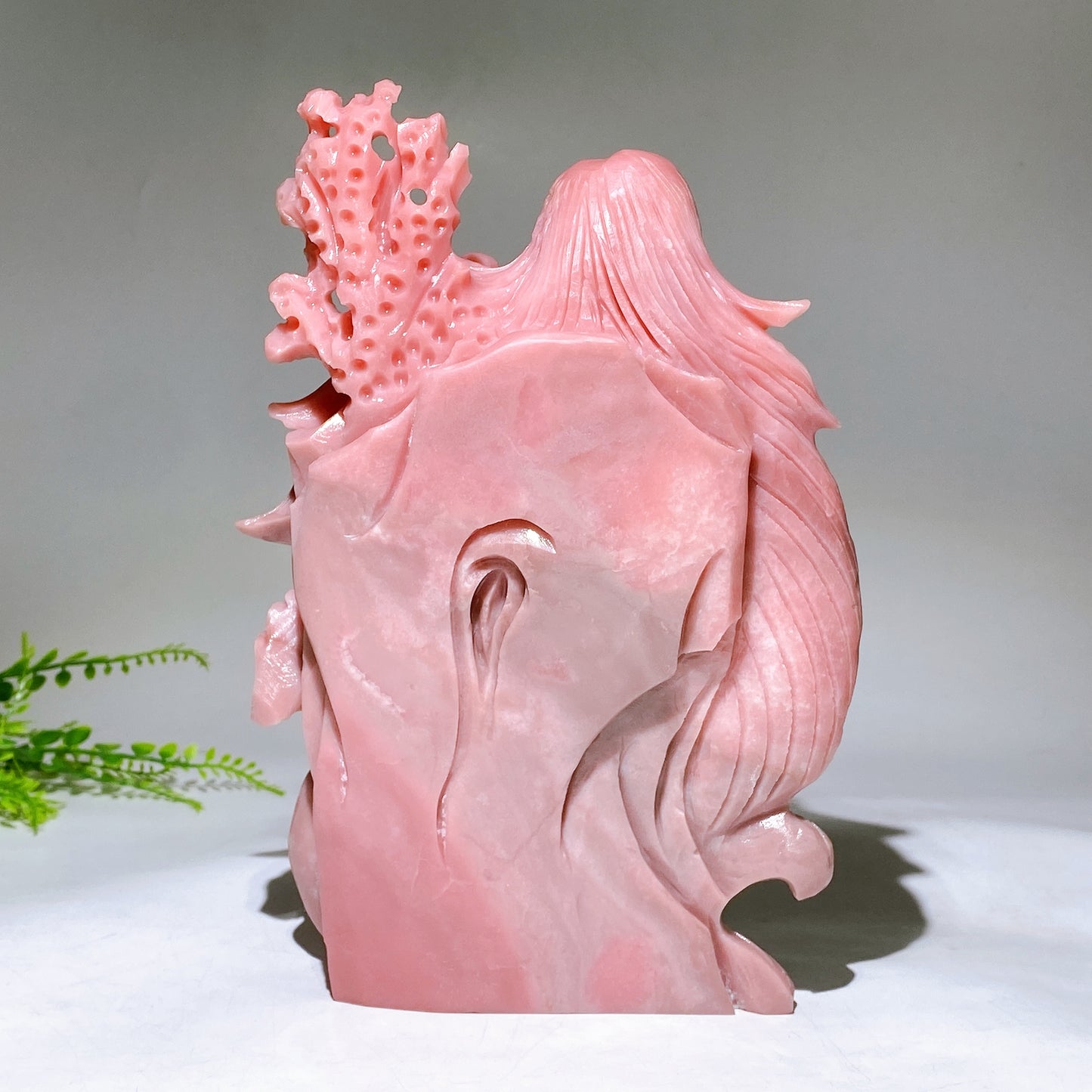 Unique Hand Carved Natural Pink Opal Mermaid Dolphin Coral Wave Free Form Crystal Healing Bulk Wholesale