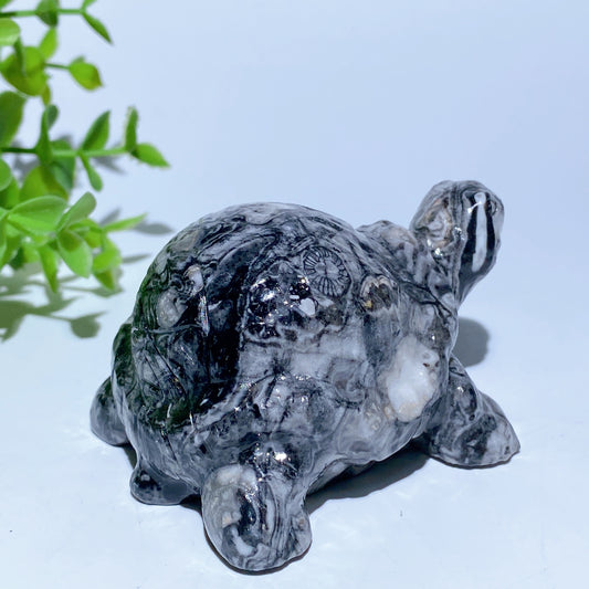 3.0" Fossil Stone Turtle Carvings Bulk Wholesale