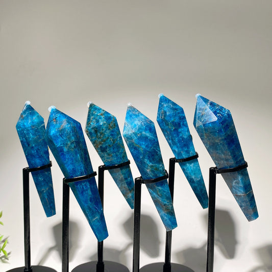 4.2"-5.0" Blue Apatite Wand with Stand Bulk Wholesale