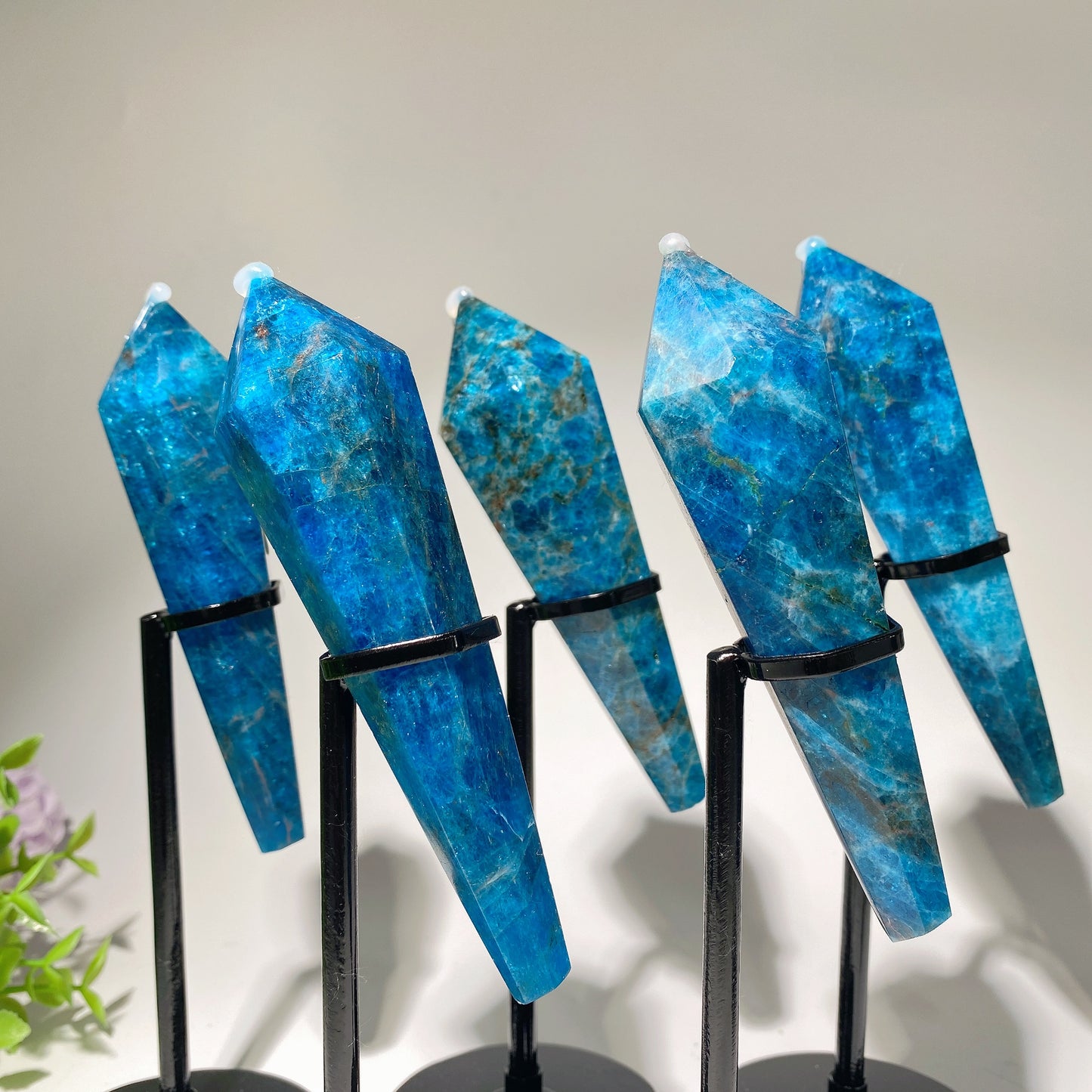 4.2"-5.0" Blue Apatite Wand with Stand Crystal Healing Bulk Wholesale