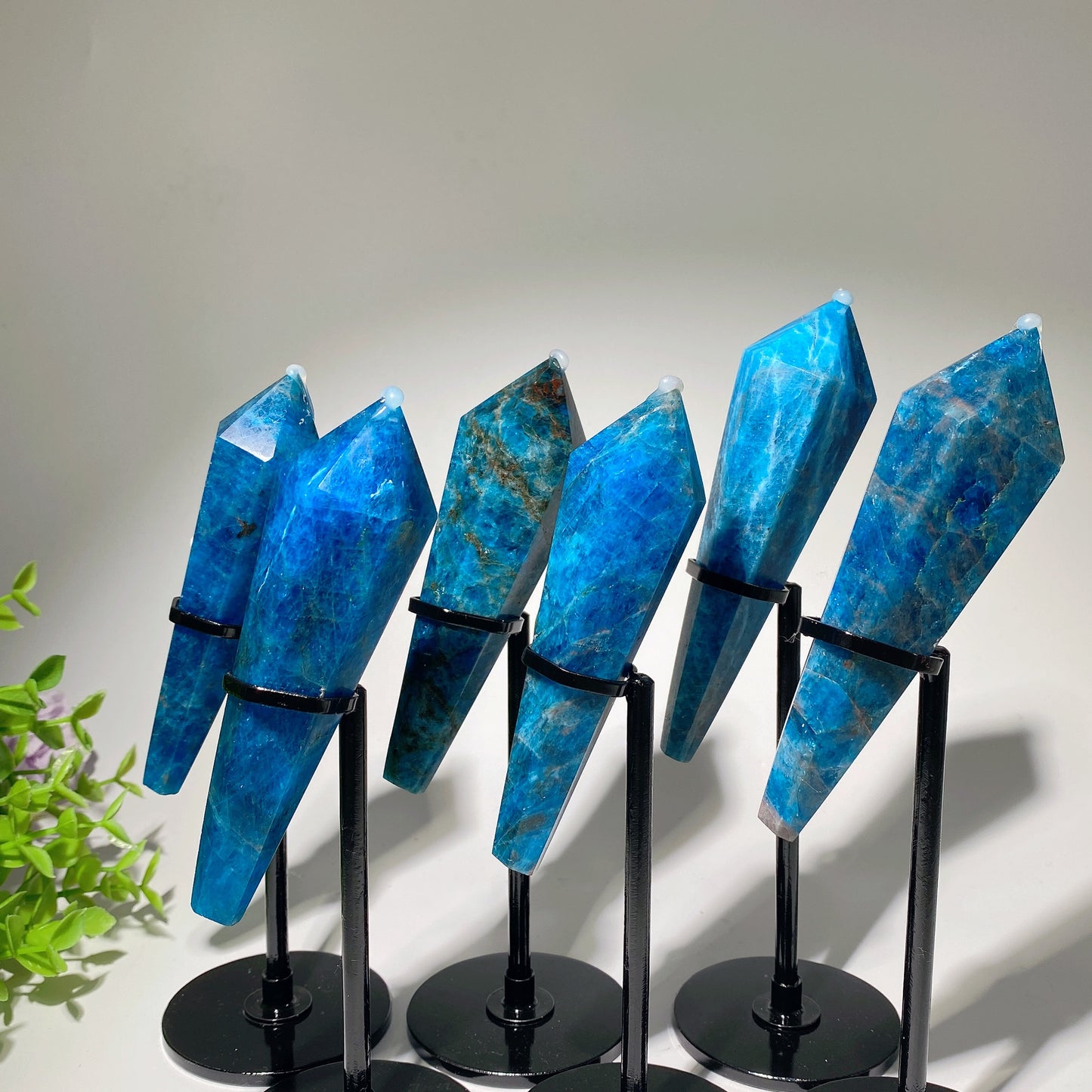 4.2"-5.0" Blue Apatite Wand with Stand Crystal Healing Bulk Wholesale