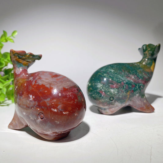 4.0"-4.3" Ocean Jasper Whale Carvings Bulk Wholesale