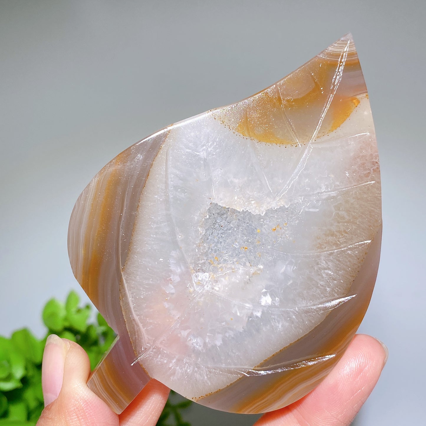 3.9" Druzy Agate Leaf Carvings Crystal Healing Bulk Wholesale