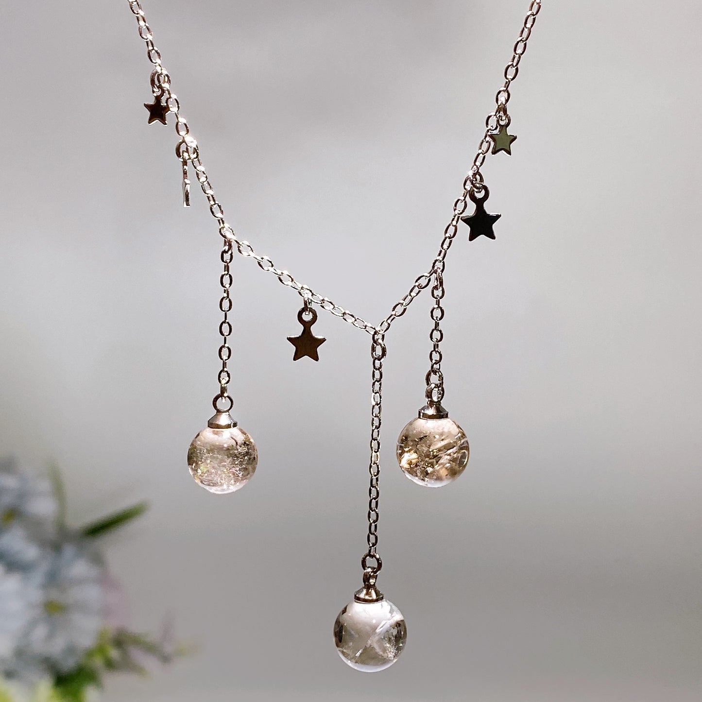 Cooper Silver Plated Crack Smoky Quartz Necklace Crystal Healing Bulk Wholesale