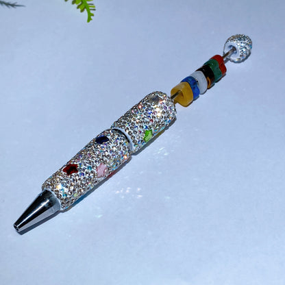 Bling Rhinestone DIY Beadable Twist Ballpoint Pen with Natural Crystal Bead Crystal Healing Bulk Wholesale