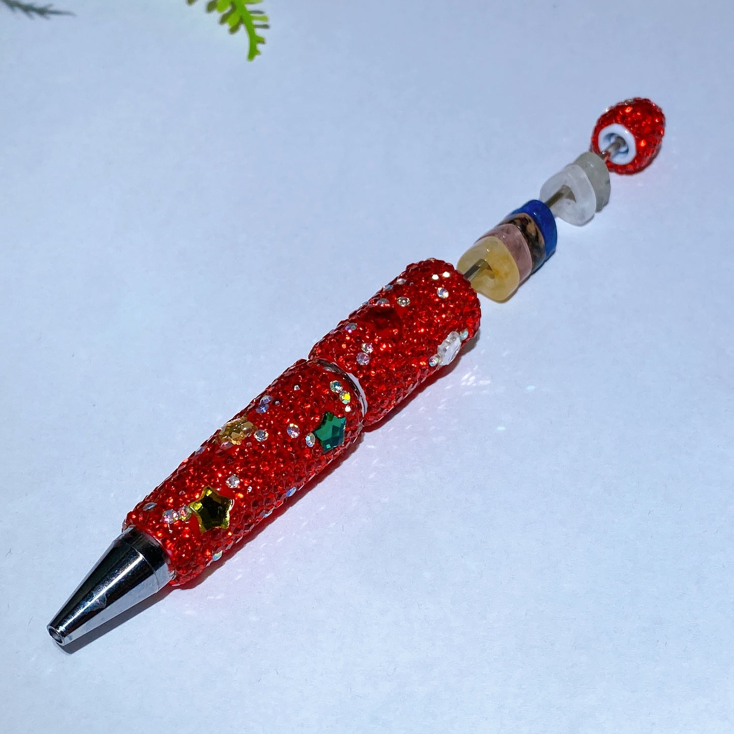 Bling Rhinestone DIY Beadable Twist Ballpoint Pen with Natural Crystal Bead Crystal Healing Bulk Wholesale