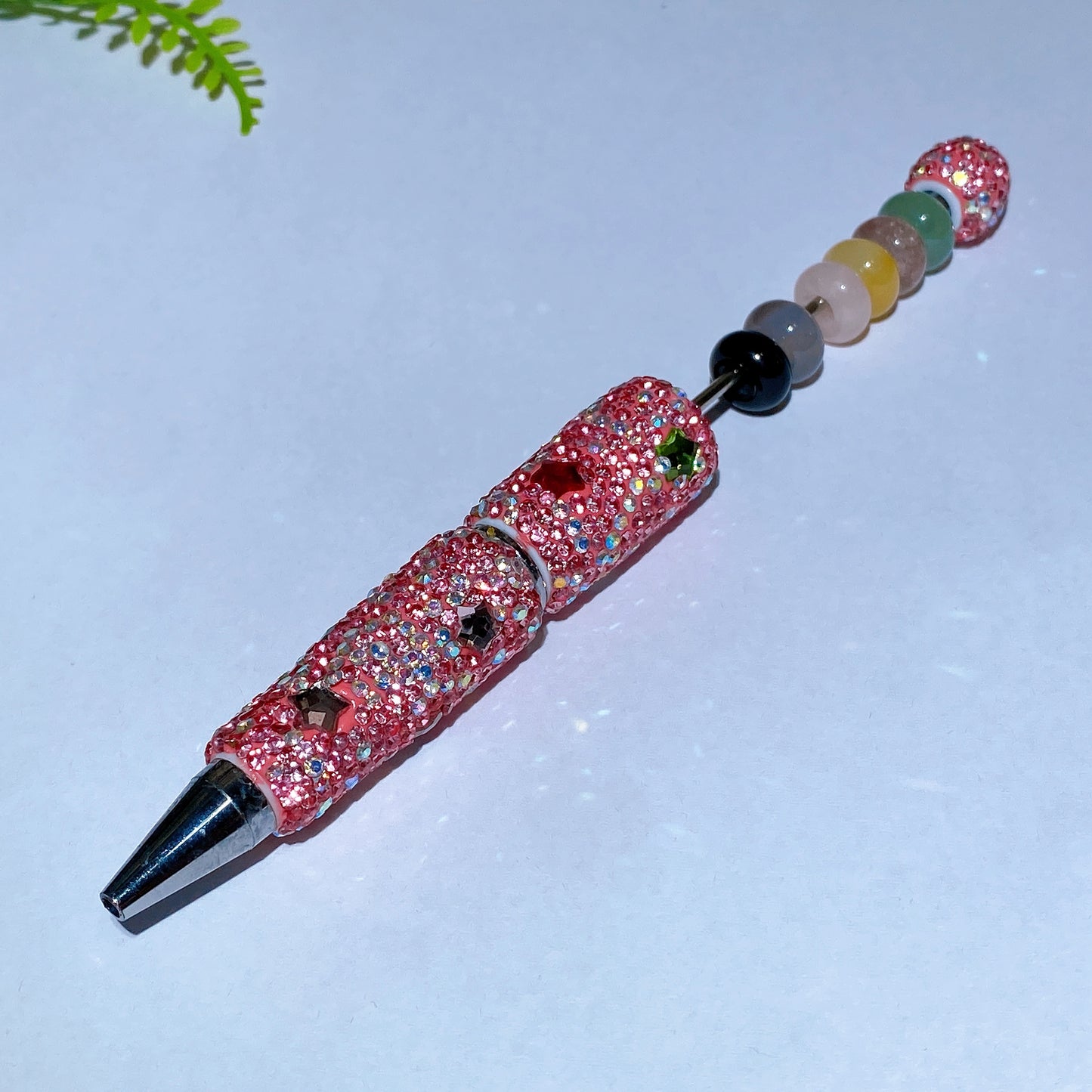 Bling Rhinestone DIY Beadable Twist Ballpoint Pen with Natural Crystal Bead Crystal Healing Bulk Wholesale