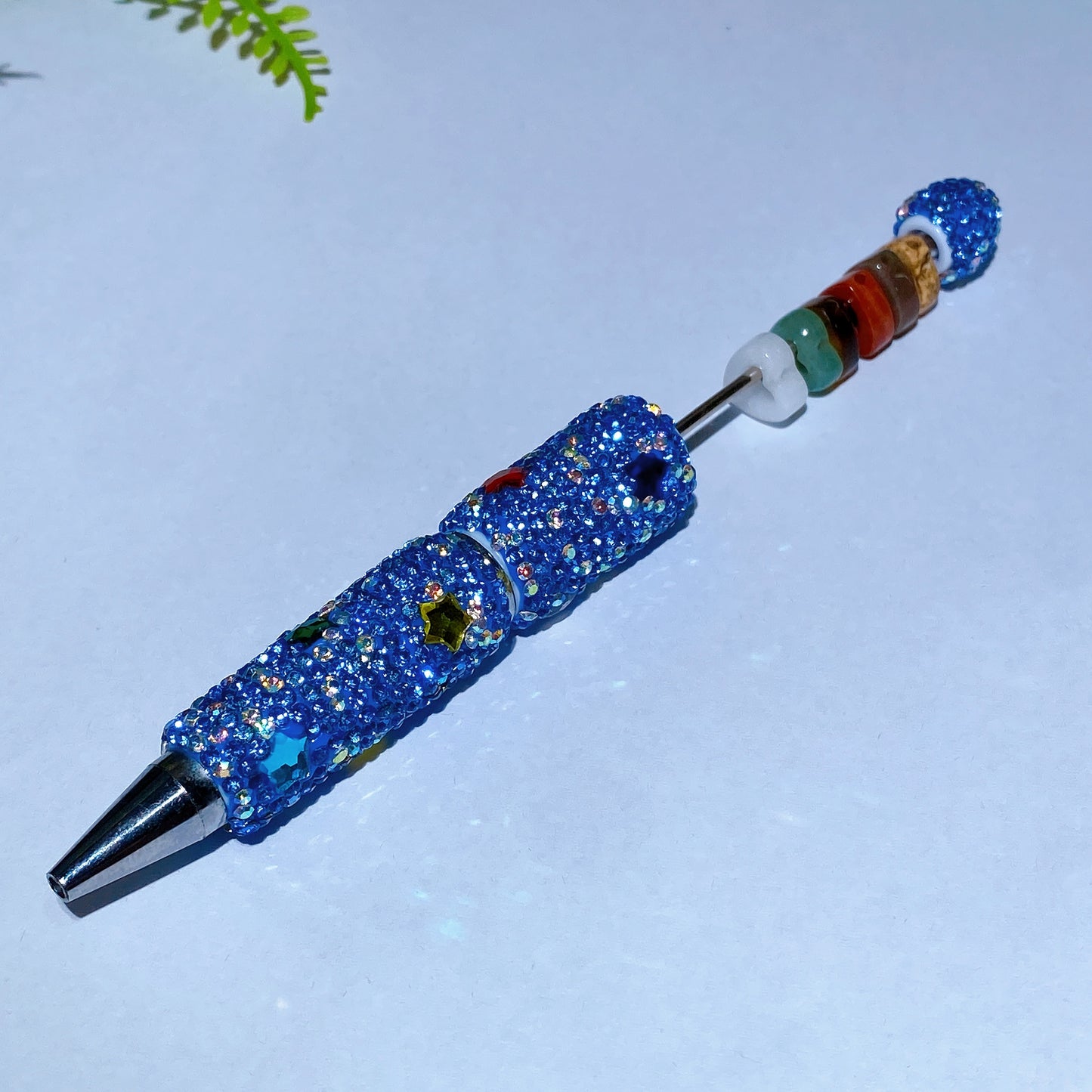 Bling Rhinestone DIY Beadable Twist Ballpoint Pen with Natural Crystal Bead Crystal Healing Bulk Wholesale