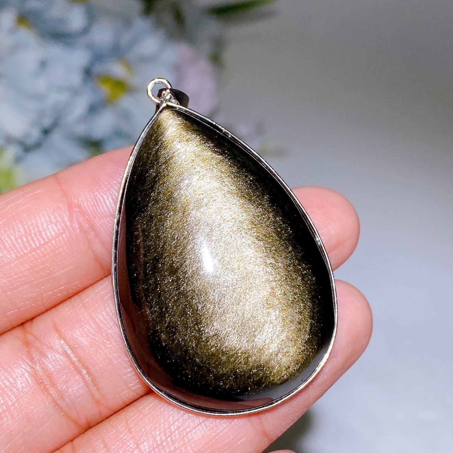 Cooper Silver Plated Golden Obsidian Drop Pendant Crystal Healing Bulk Wholesale