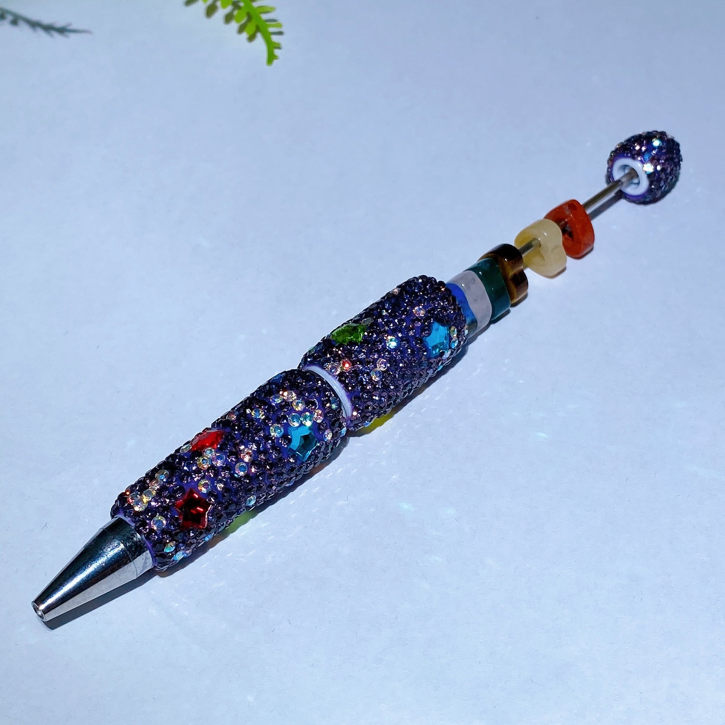 Bling Rhinestone DIY Beadable Twist Ballpoint Pen with Natural Crystal Bead Crystal Healing Bulk Wholesale
