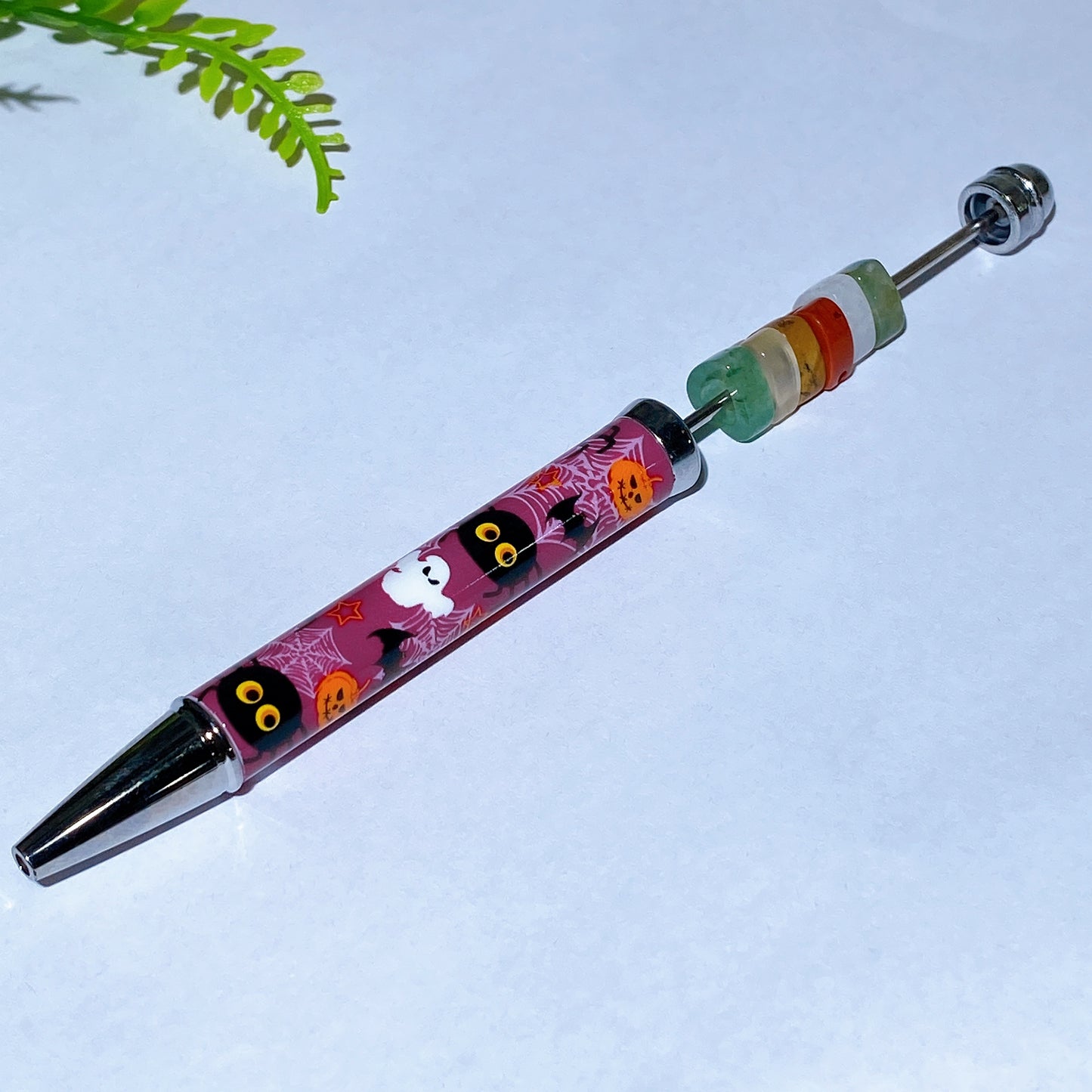 Twist Ballpoint Pen with Natural Crystal Beads for Halloween Christmas Crystal Healing Bulk Wholesale