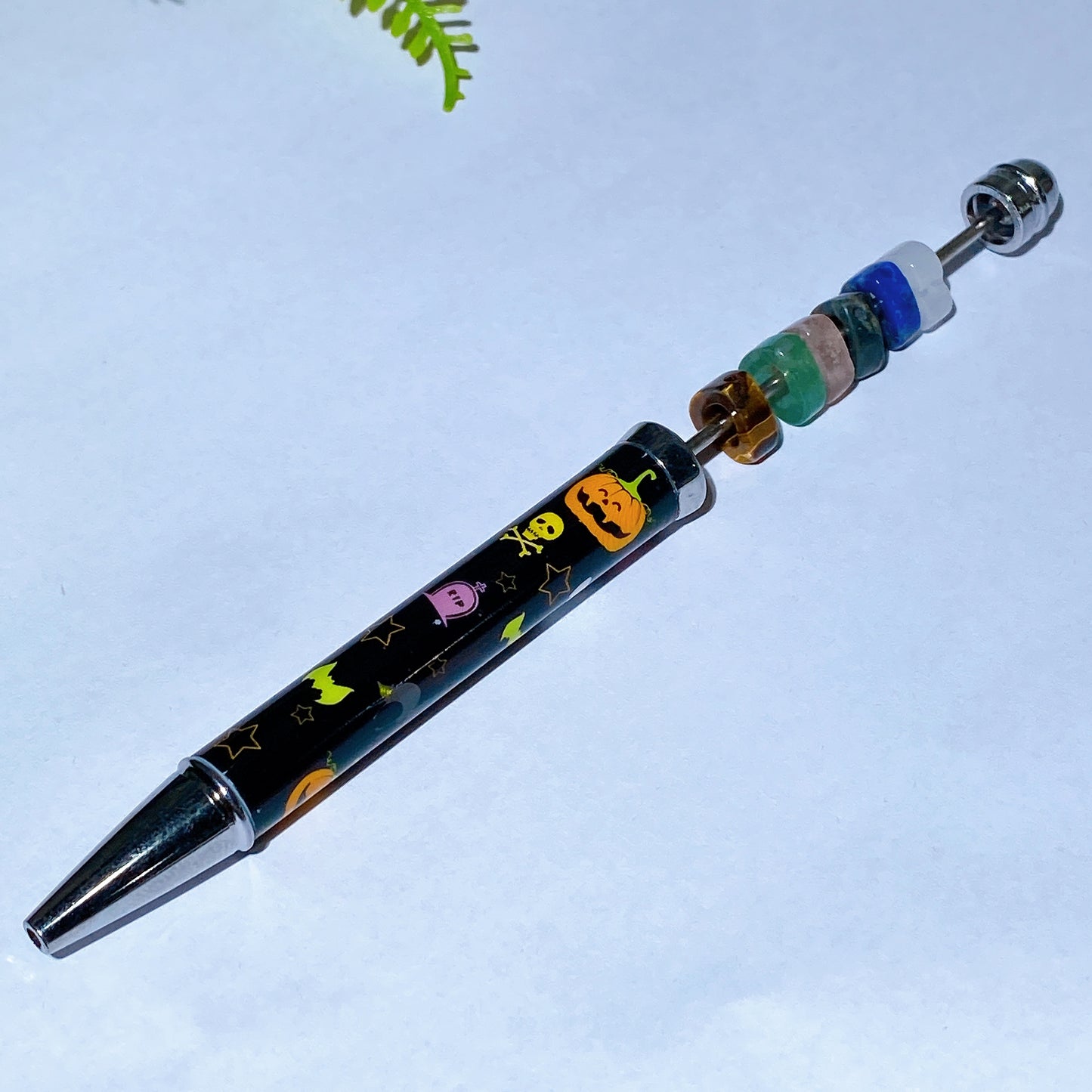 Twist Ballpoint Pen with Natural Crystal Beads for Halloween Christmas Crystal Healing Bulk Wholesale