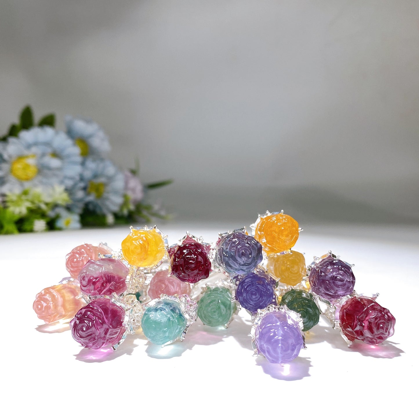 Fluorite Rose Flower Hair Pin Crystal Healing Bulk Wholesale