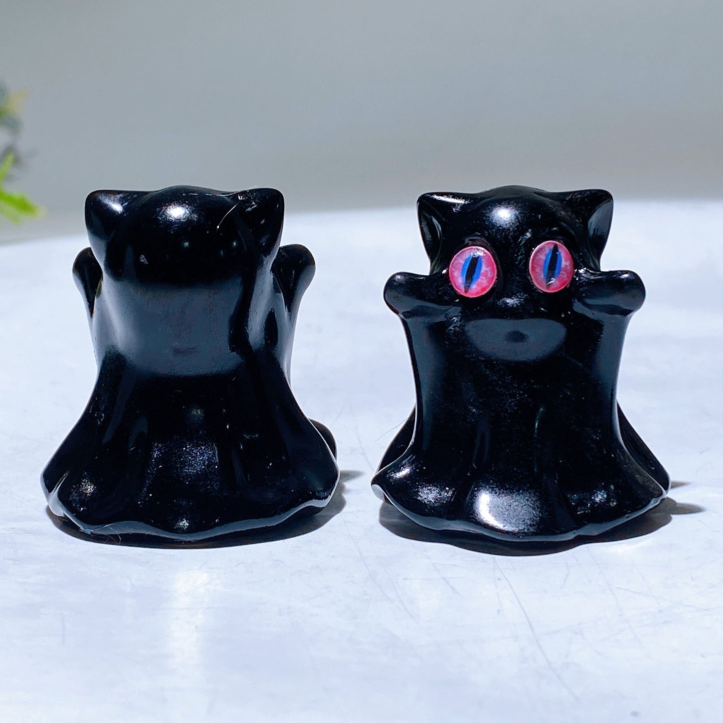 1.6" Black Obsidian Ghost Carving for Halloween Wholesale